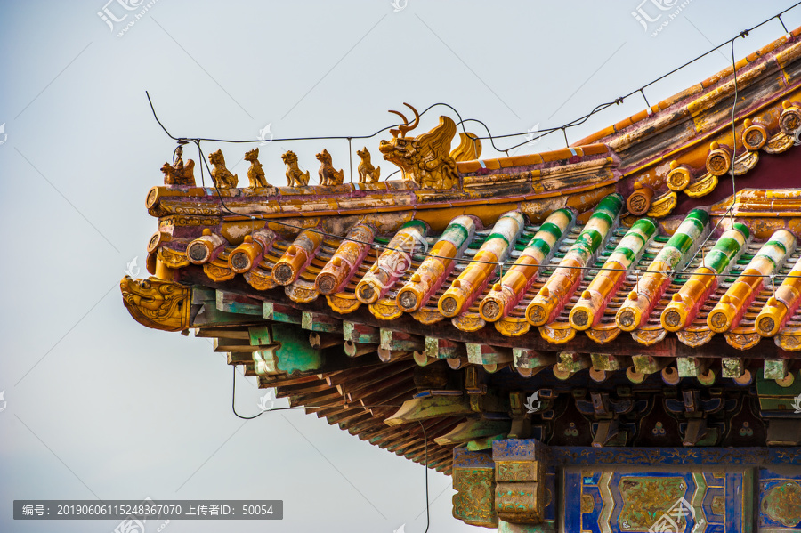 北京故宫古建筑飞檐垂脊吻兽