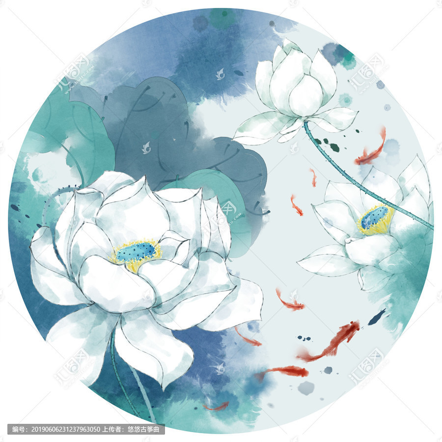 水彩荷花