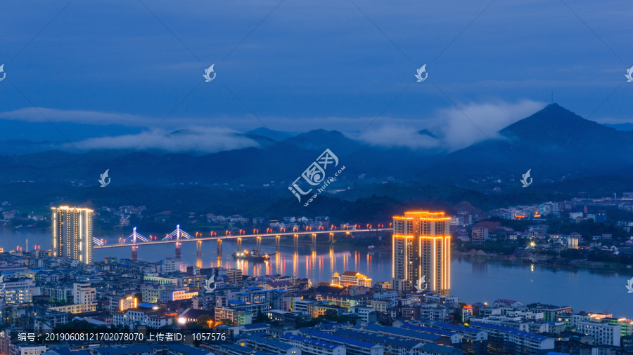 湖南省衡山县城湘江夜景