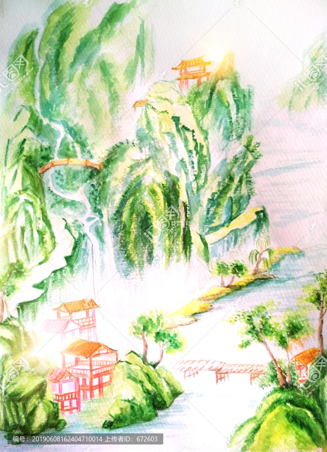水彩山水