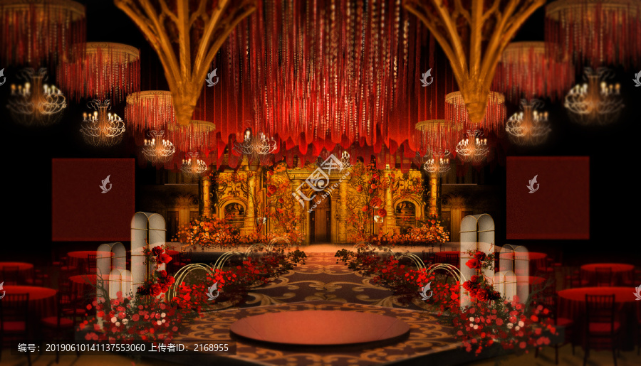 紅金色歐式主題婚禮效果圖