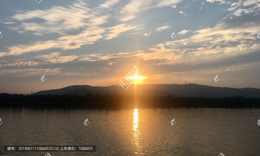 夕阳,湘江,橘子洲头,岳麓山