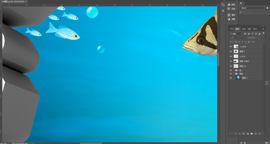 3D海豚立體畫