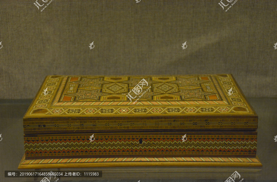 埃及木镶嵌彩色长方盒