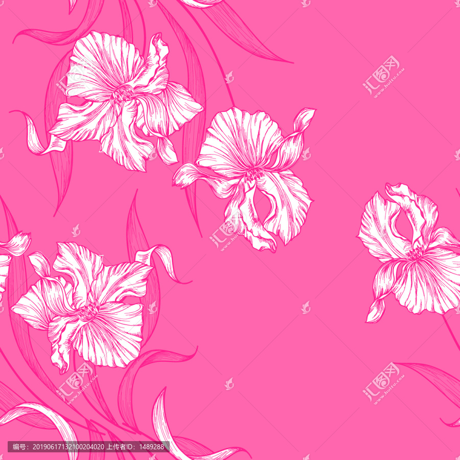 淺粉底線條白花