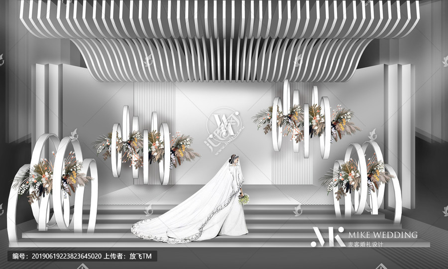 白色小清新手繪婚禮背景