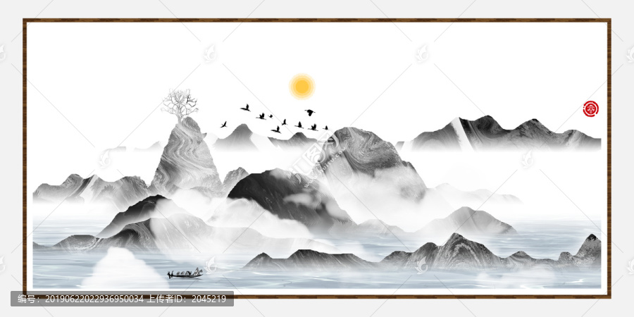 中式山水壁畫