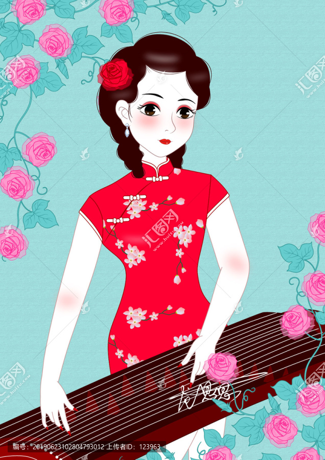 古箏美人