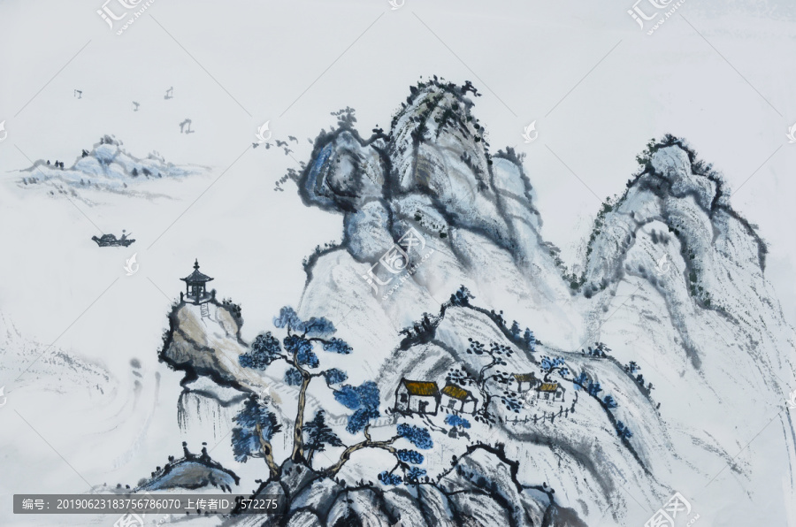 禪意墨韻山水水墨畫