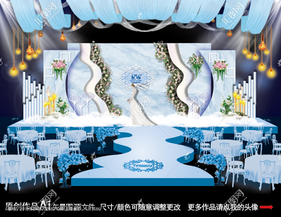 藍(lán)白色大理石婚禮