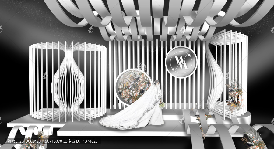 白色小清新手繪婚禮背景
