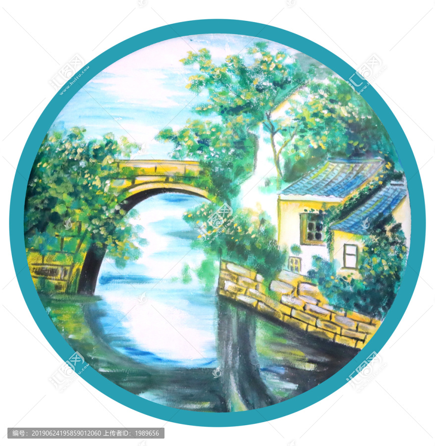 綠色江南水墨畫