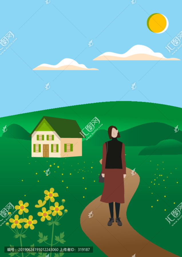 人物風(fēng)景矢量女孩插畫