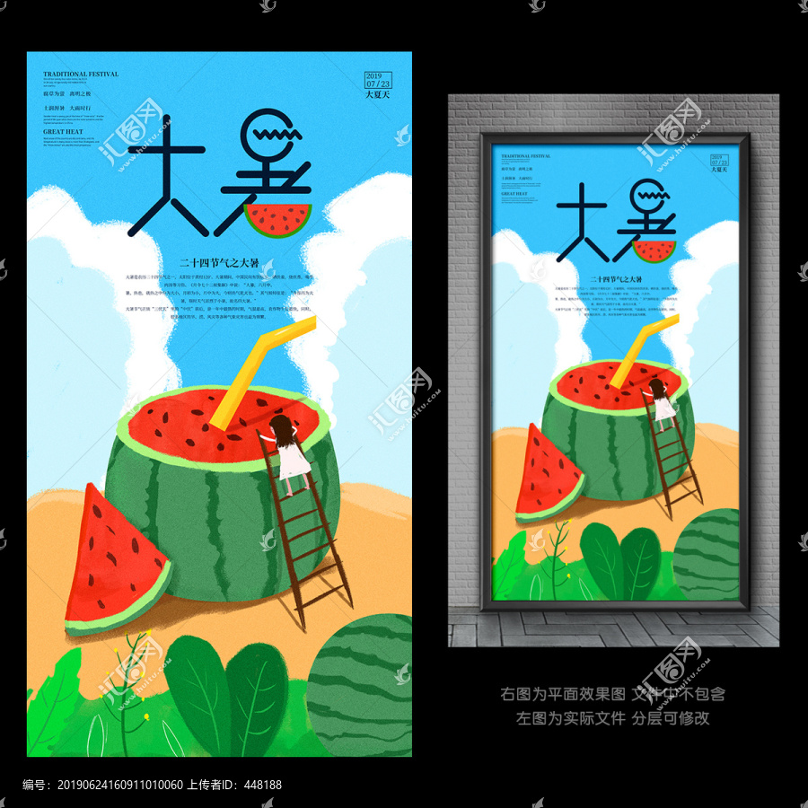 大暑節(jié)氣夏季小清新海報(bào)
