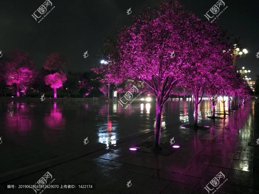 江西宜春城市雨后夜景