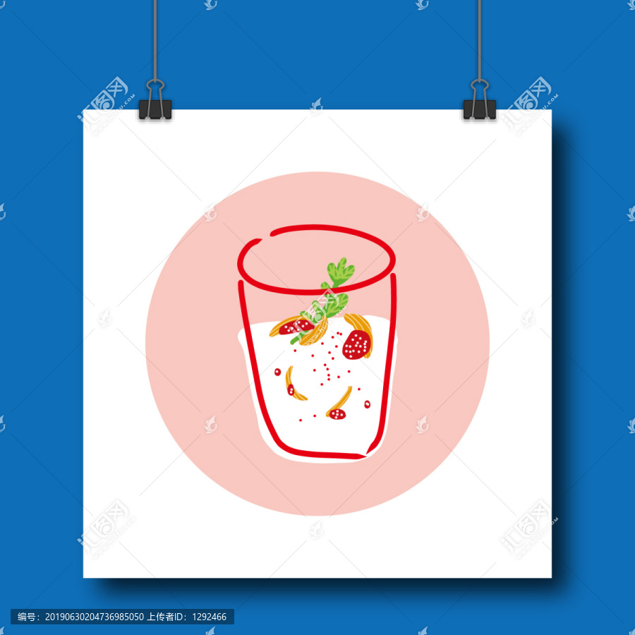 創(chuàng)意手繪清新玻璃杯飲料飲品掛畫(huà)