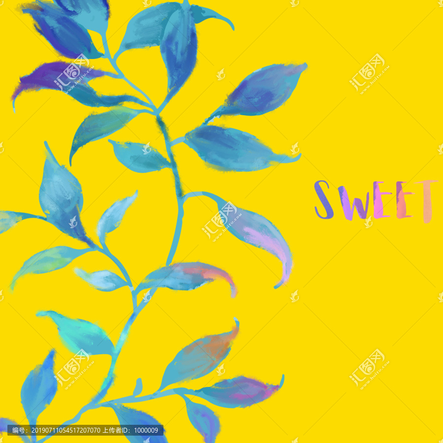 抽象美麗的水彩油畫(huà)葉子和分支