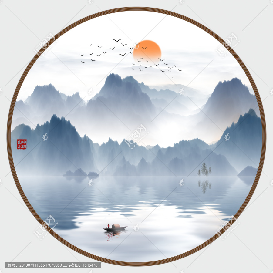圓形水墨畫