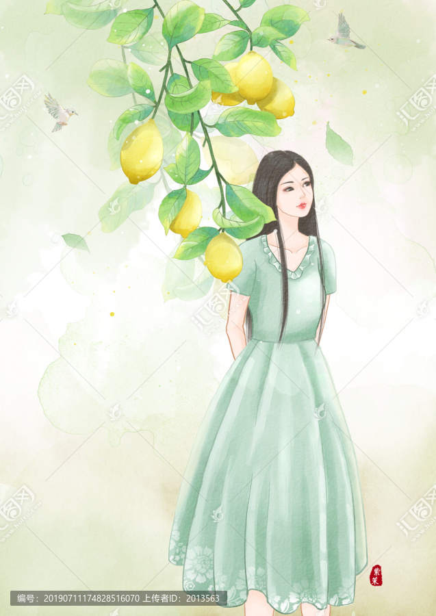 柠檬树下的女孩