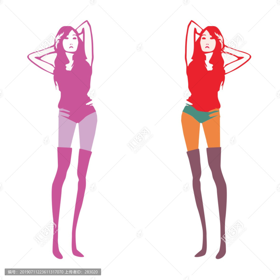 長發(fā)女孩抱頭形像