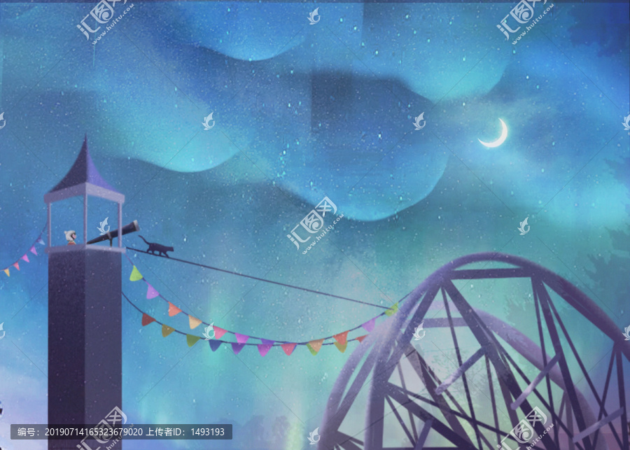 極光游樂(lè)園瞭望臺(tái)星夜