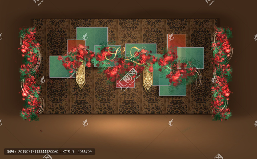 紅金綠撞色異域巴洛克婚禮迎賓