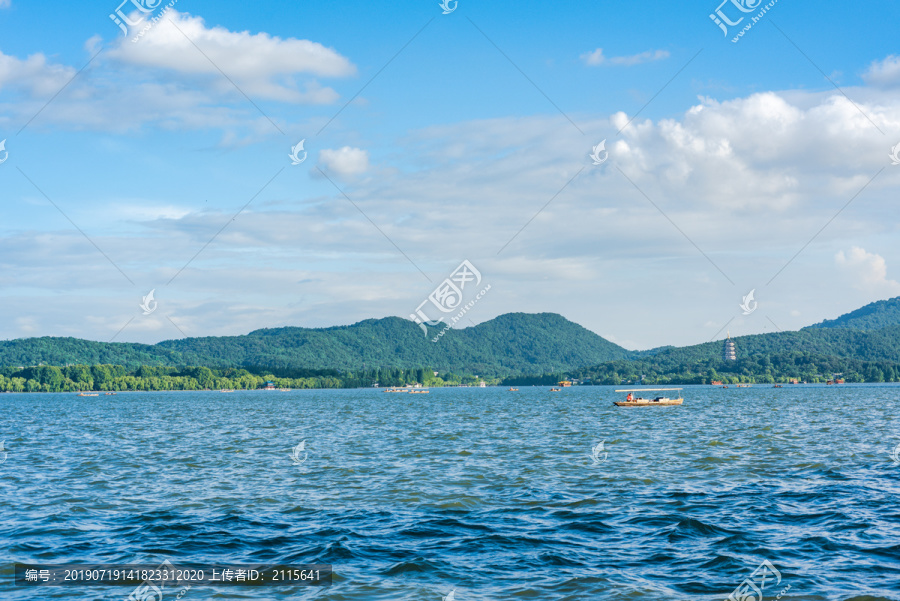 杭州西湖山水夏天风光