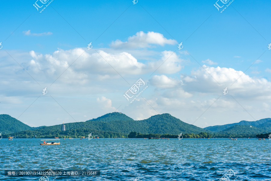 杭州西湖山水夏天风光