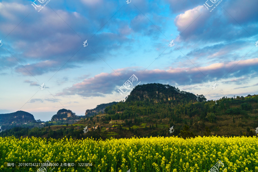 油菜花夕阳天空晚霞