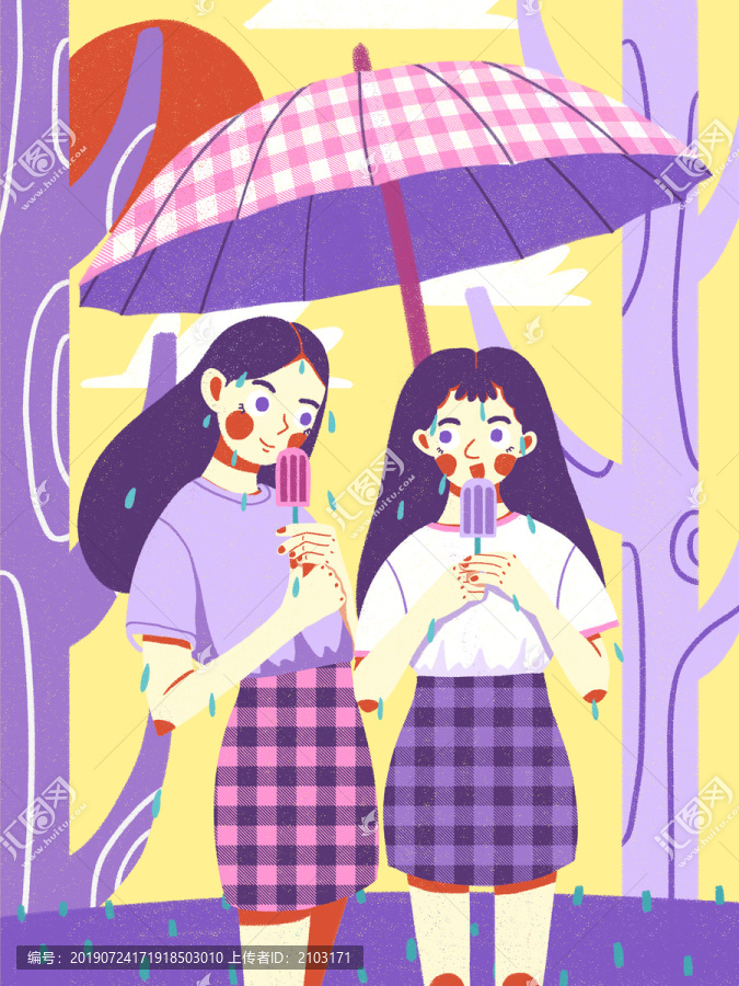 原創(chuàng)夏天小清新女孩插畫