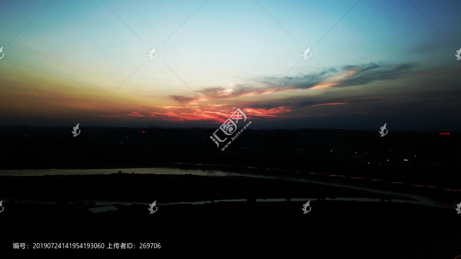 航拍西安渭河城市运动公园夕阳