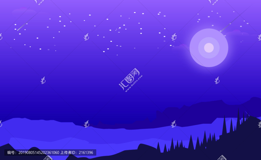 日出矢量扁平風景插畫
