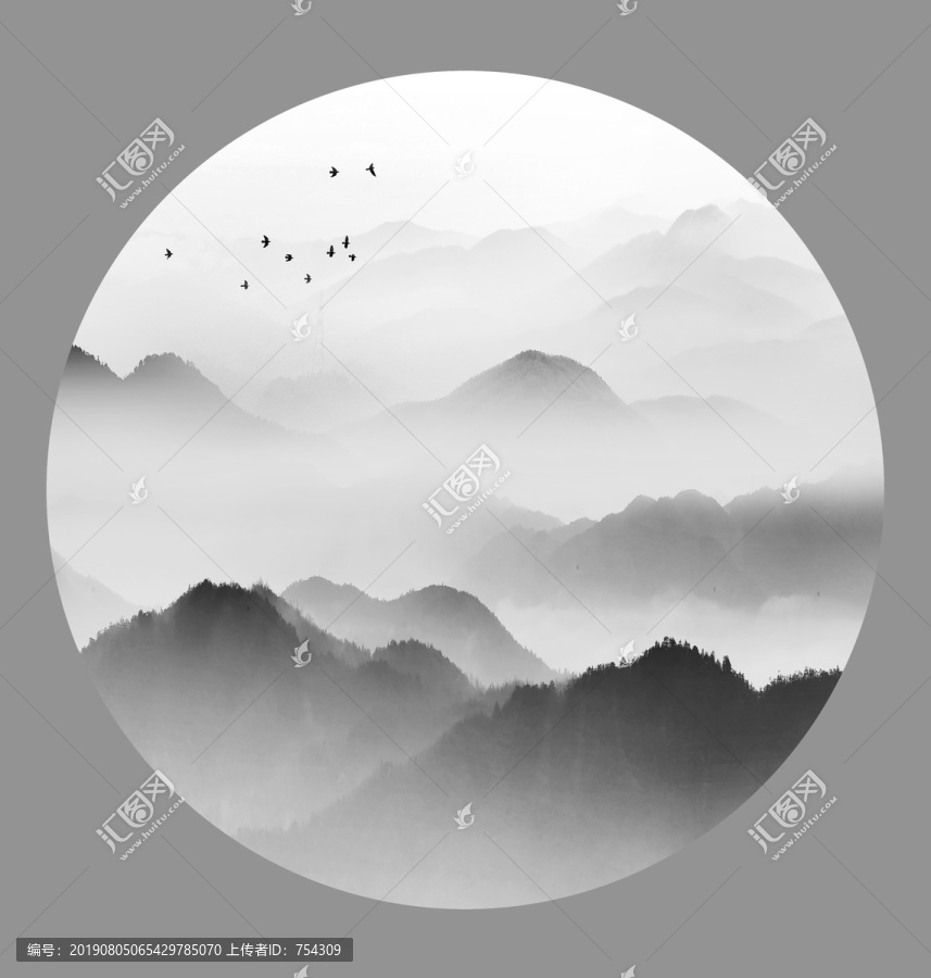 意境水墨山水畫