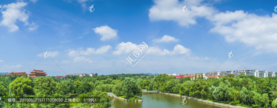 碧水蓝天青州城市园林风光