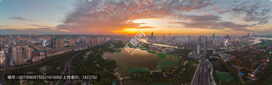 武汉夏日城市航拍傍晚和夜景风光