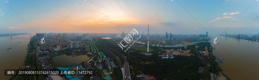 武汉夏日城市航拍傍晚和夜景风光