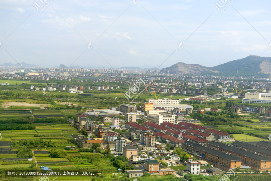 鸟瞰浙江省杭州萧山区城市建筑