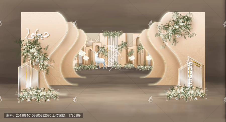 香檳加綠走道設(shè)計(jì)婚禮效果圖