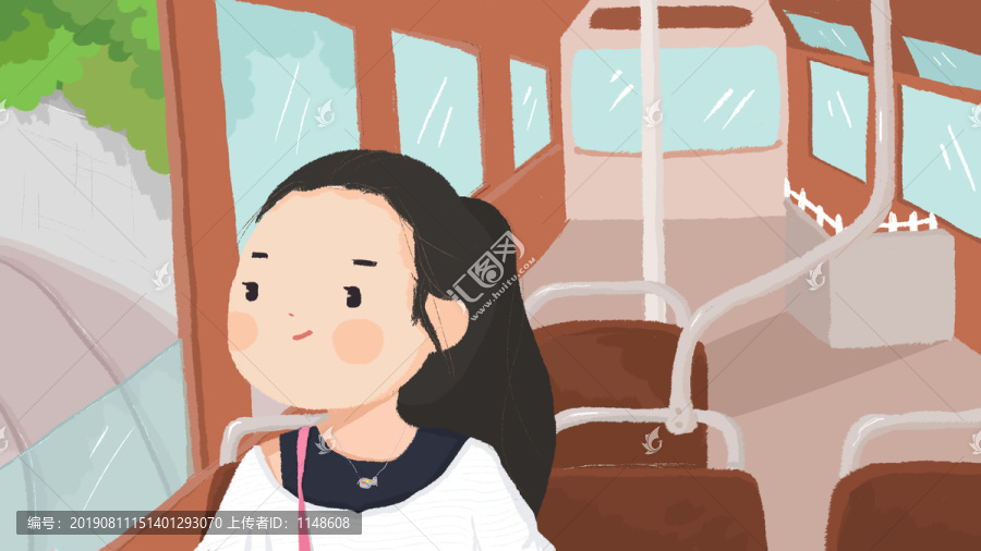 手繪車廂中的女孩