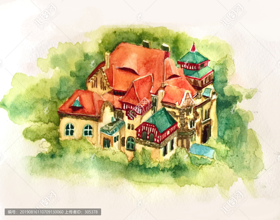 青島建筑手繪插畫