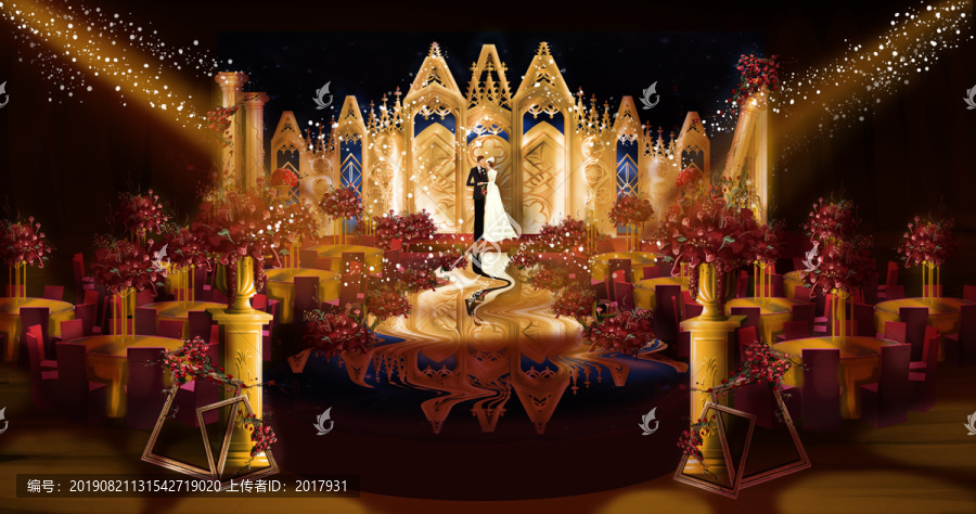 紅金婚禮效果圖紅黑金