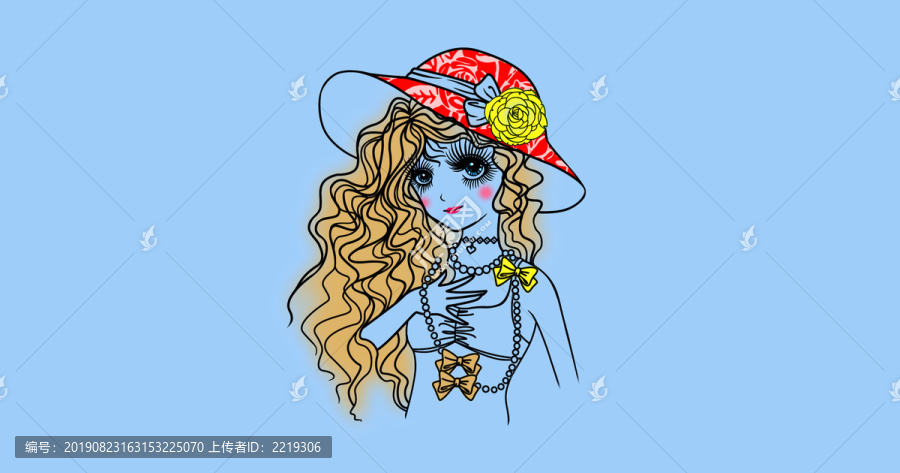 戴帽子的時(shí)尚卡通女孩