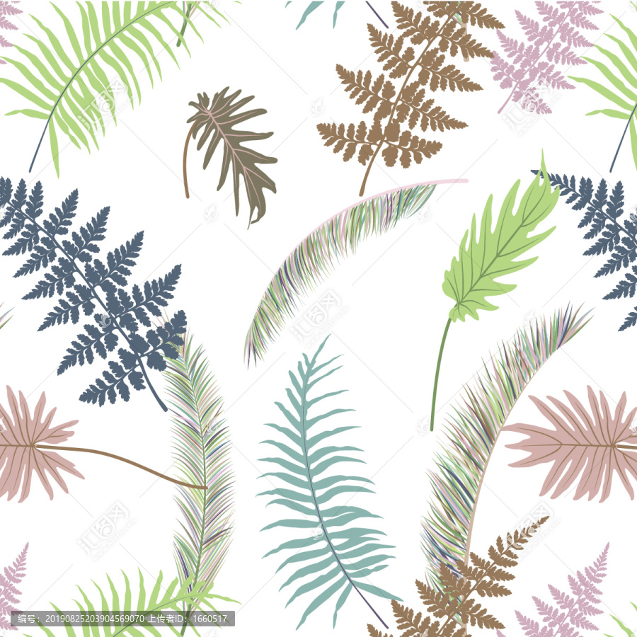 热带植物图案四方连续