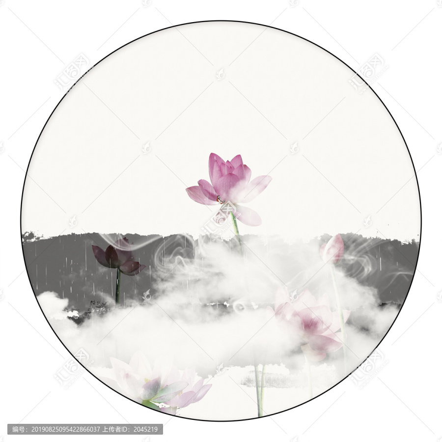 荷花扇面畫(huà)