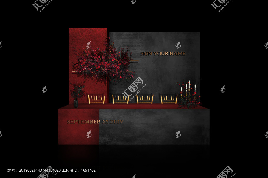 紅黑金極簡(jiǎn)婚禮簽到區(qū)