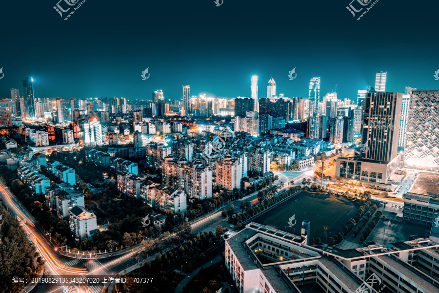 鸟瞰南昌城市夜景