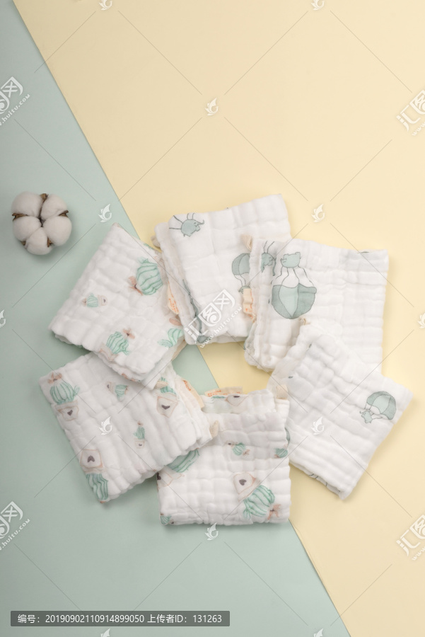 印花婴幼儿棉纱方巾