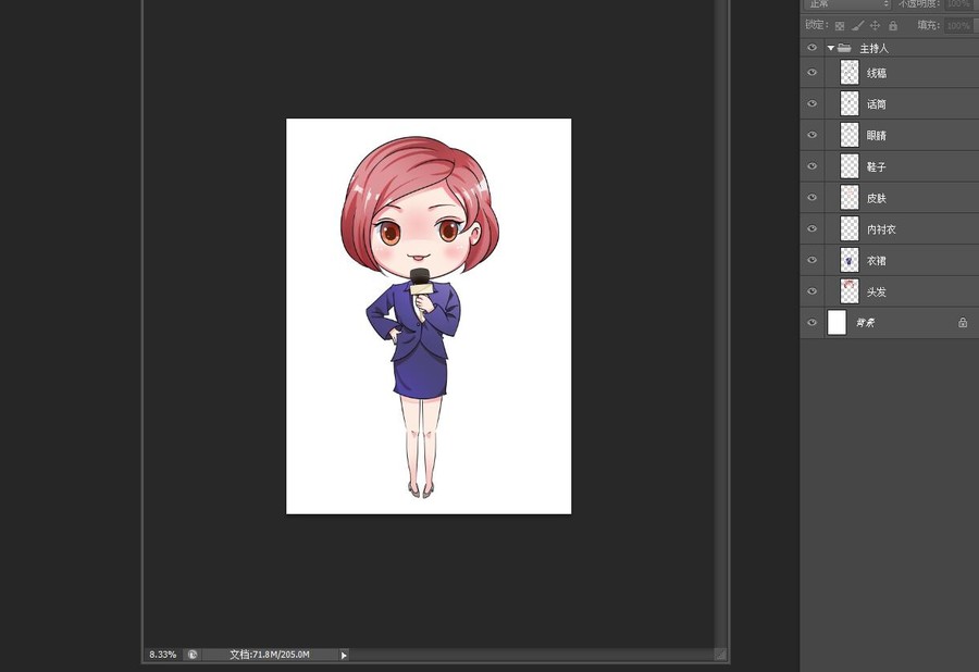 手绘卡通主持人素材分层PSD