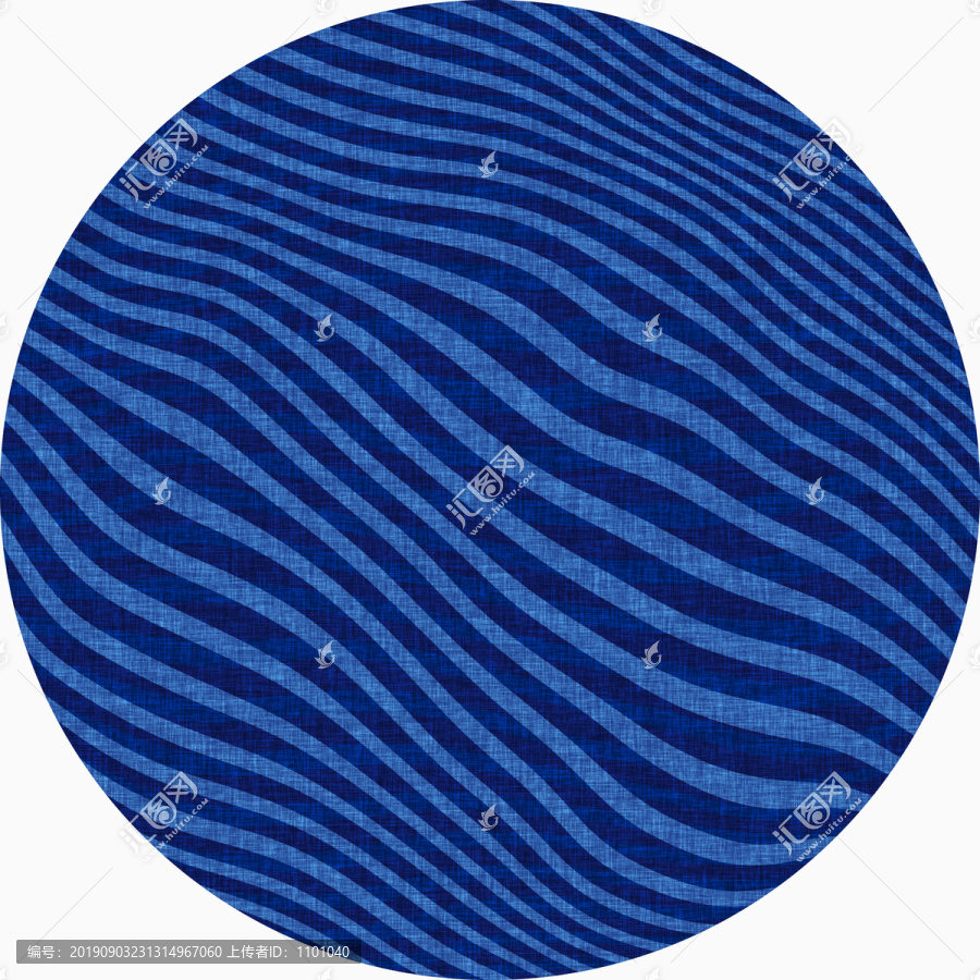 蓝色线条圆毯