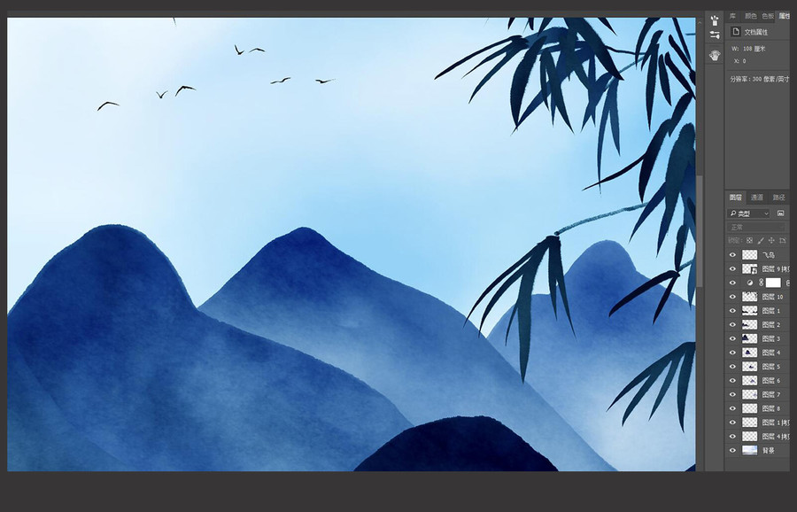 新中式意境水墨山水背景墻壁畫
